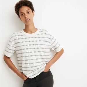 Madewell 
Everyday Crop Tee in Jacquard Stripe EUC